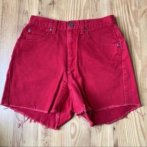 Liz Claiborne vintage 90s red denim shorts raw hem size 6